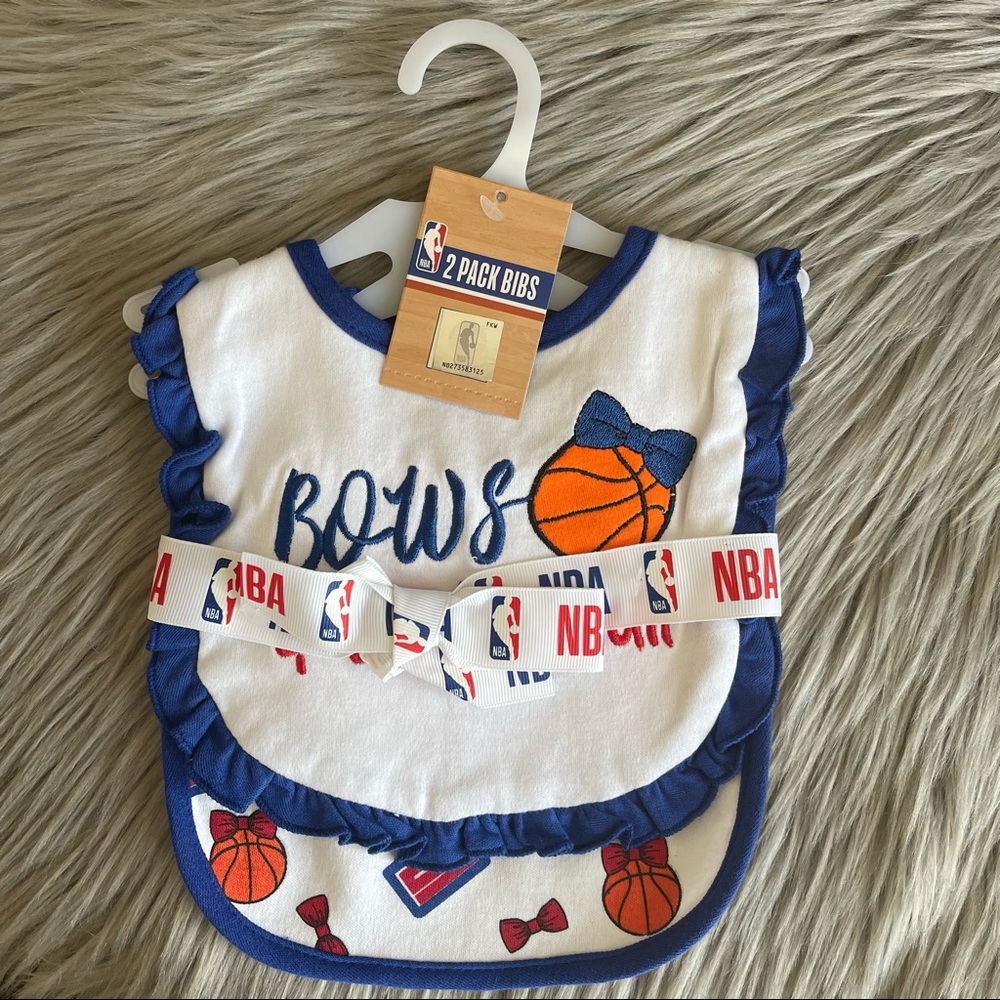 NBA Los Angeles Clippers 2 pack baby bibs bows and basketball